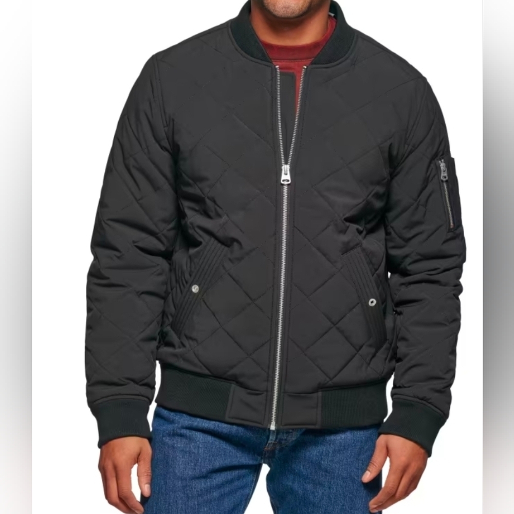 Levi's Size Small Mens Diamond Quilted Bomber Jacket Classic Fit Black